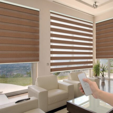 Motorized zebra window blinds with Remote control